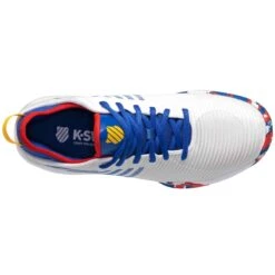 K-Swiss Hypercourt Supreme Men's Tennis Shoe (White/Classic Blue/Berry Red) -Tennipro Store 06615 166.06