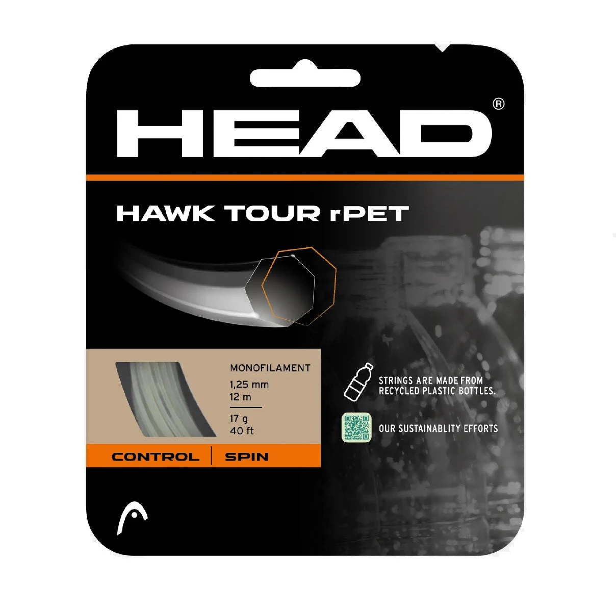 Head Hawk Tour RPet 17/1.25 Tennis String Natural 3 Head Hawk Tour RPet 17/1.25 Tennis String Natural