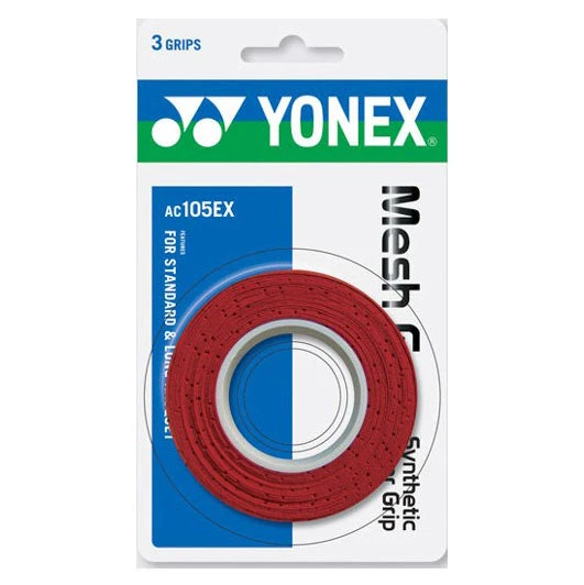 Yonex Mesh Grap Overgrip 3 Pack (Red) 3 Yonex Mesh Grap Overgrip 3 Pack (Red)