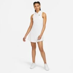 Nike Women's Victory Polo Dress (White/Black) 8 Nike Women's Victory Polo Dress (White/Black) -Tennipro Store CV4837 100 PHSYM002 3144