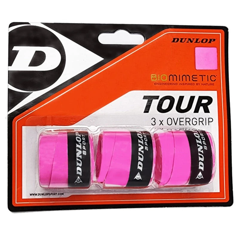 Dunlop Biomimetic Tour Overgrip 3 Pack (Pink) 3 Dunlop Biomimetic Tour Overgrip 3 Pack (Pink)
