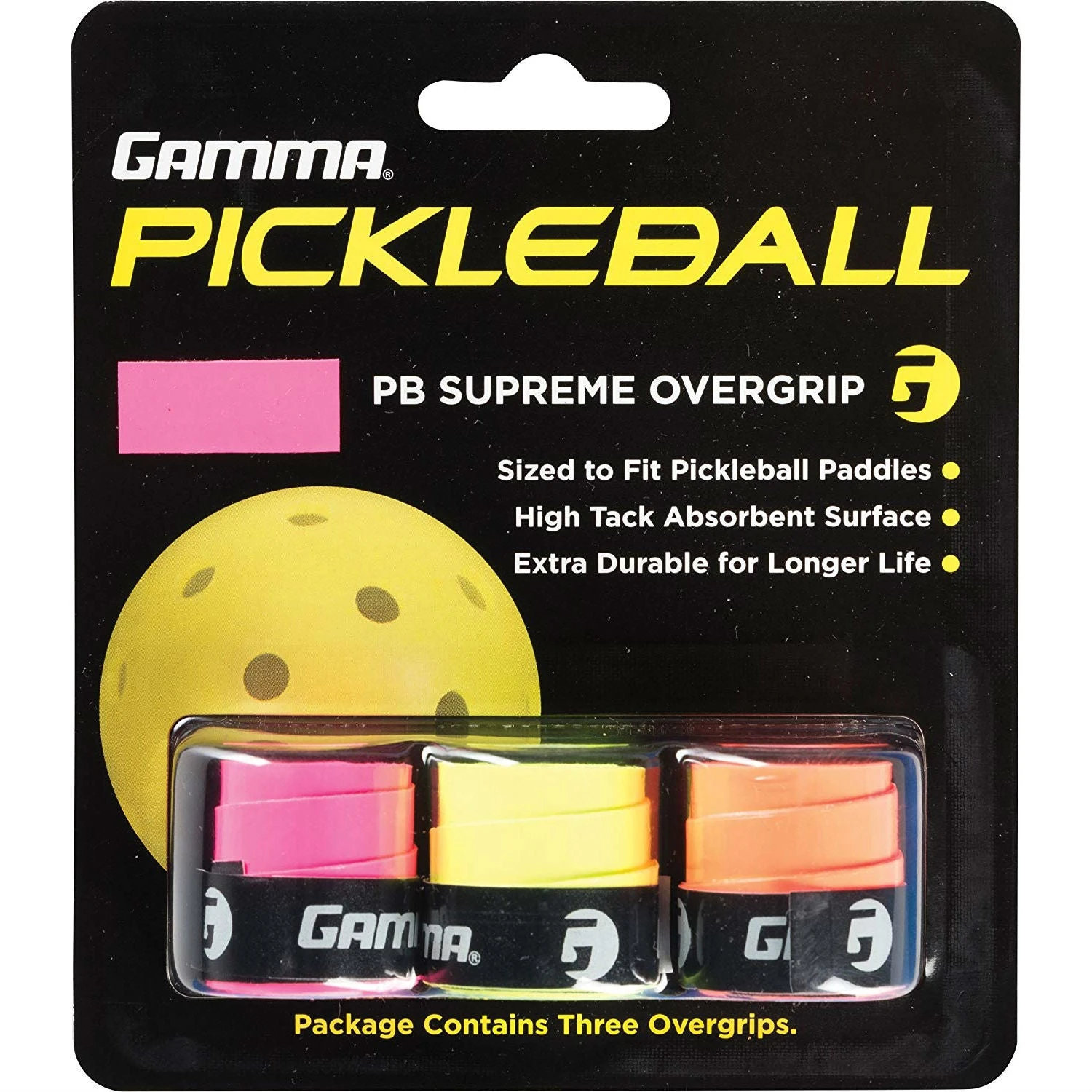 Gamma Pickleball Supreme Overgrip 3 Pack (Assorted) 3 Gamma Pickleball Supreme Overgrip 3 Pack (Assorted)
