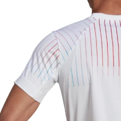 Adidas Men's Melbourne FreeLift Printed Top (White/Red) 15 Adidas Men's Melbourne FreeLift Printed Top (White/Red) -Tennipro Store HA3344 APP on model detail 2 white