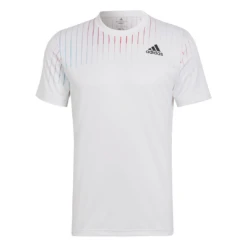 Adidas Men's Melbourne FreeLift Printed Top (White/Red) 17 Adidas Men's Melbourne FreeLift Printed Top (White/Red) -Tennipro Store HA3344 APP photo front white