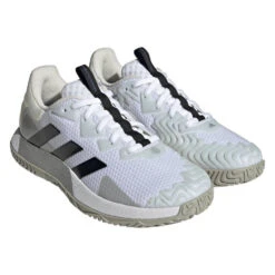 Adidas SoleMatch Control Men's Tennis Shoe (White/Black) -Tennipro Store HQ8436 6 FOOTWEAR Photography FrontLateralTopView transparent