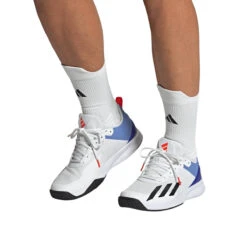 Adidas Courtflash Speed Men's Tennis Shoe (White/Black) -Tennipro Store HQ8481 11 FOOTWEAR OnModel FrontView transparent