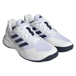 Adidas GameCourt 2 Men's Tennis Shoe (White/Navy) -Tennipro Store HQ8809 6 FOOTWEAR Photography FrontLateralTopView transparent