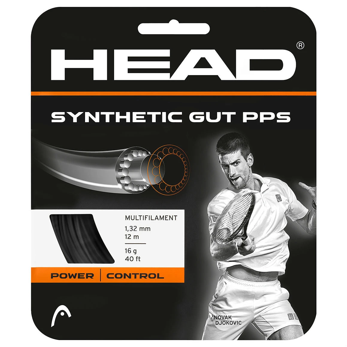 Head Synthetic Gut 16/1.30 PPS Tennis String (Black) 3 Head Synthetic Gut 16/1.30 PPS Tennis String (Black)