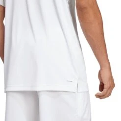 Adidas Men's 3 Stripes Club Polo Top (White) 11 Adidas Men's 3 Stripes Club Polo Top (White) -Tennipro Store JE0412 6 APPAREL OnModel DetailView2 transparent