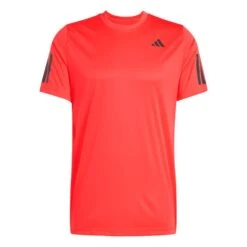 Adidas Men’s Club 3 Stripe Climacool Top (Semi Lucid Red) -Tennipro Store JG0980 1 APPAREL Photography FrontCenterView transparent