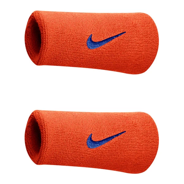 Nike Swoosh Doublewide Wristbands 2 Pack (Orange/Navy) 3 Nike Swoosh Doublewide Wristbands 2 Pack (Orange/Navy)