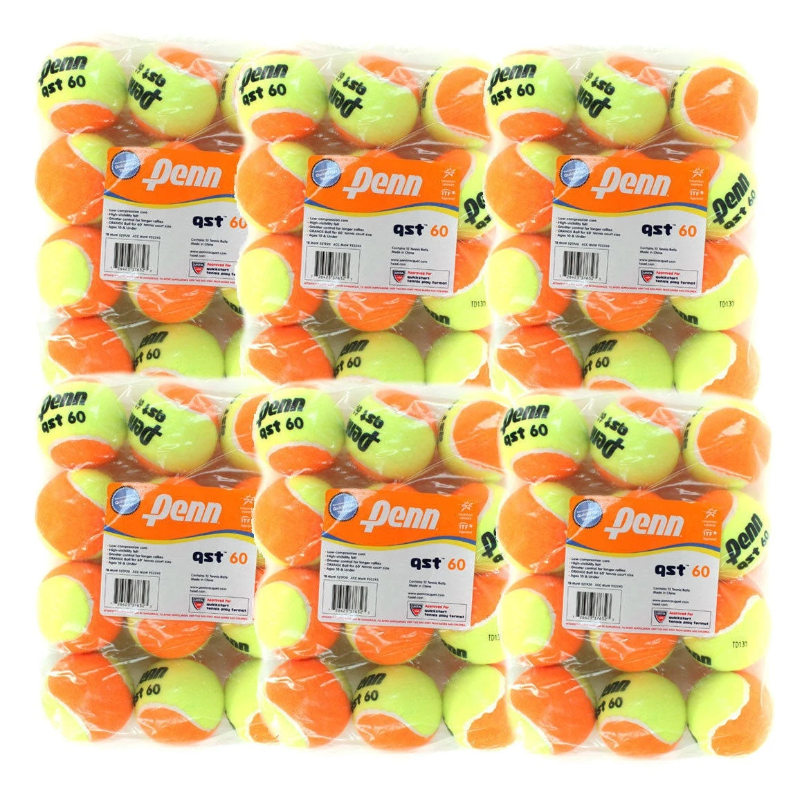 Penn QST 36 Quick Start Orange Junior Tennis Balls 72 Case 3 Penn QST 36 Quick Start Orange Junior Tennis Balls 72 Case