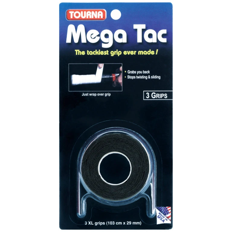 Tourna Mega Tac Overgrip 3 Pack (Black) 3 Tourna Mega Tac Overgrip 3 Pack (Black)