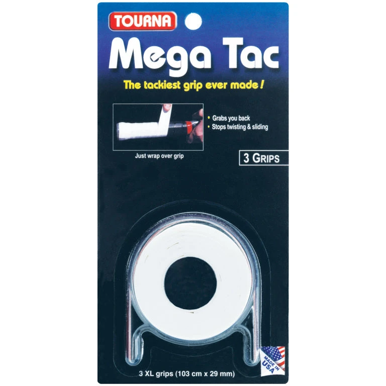 Tourna Mega Tac Overgrip 3 Pack (White) 3 Tourna Mega Tac Overgrip 3 Pack (White)
