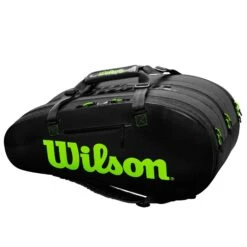 Wilson Super Tour 15 Pack Racquet Bag (Black/Green) 13 Wilson Super Tour 15 Pack Racquet Bag (Black/Green) -Tennipro Store WR8004101001 Super Tour 3 Comp BKGR Front