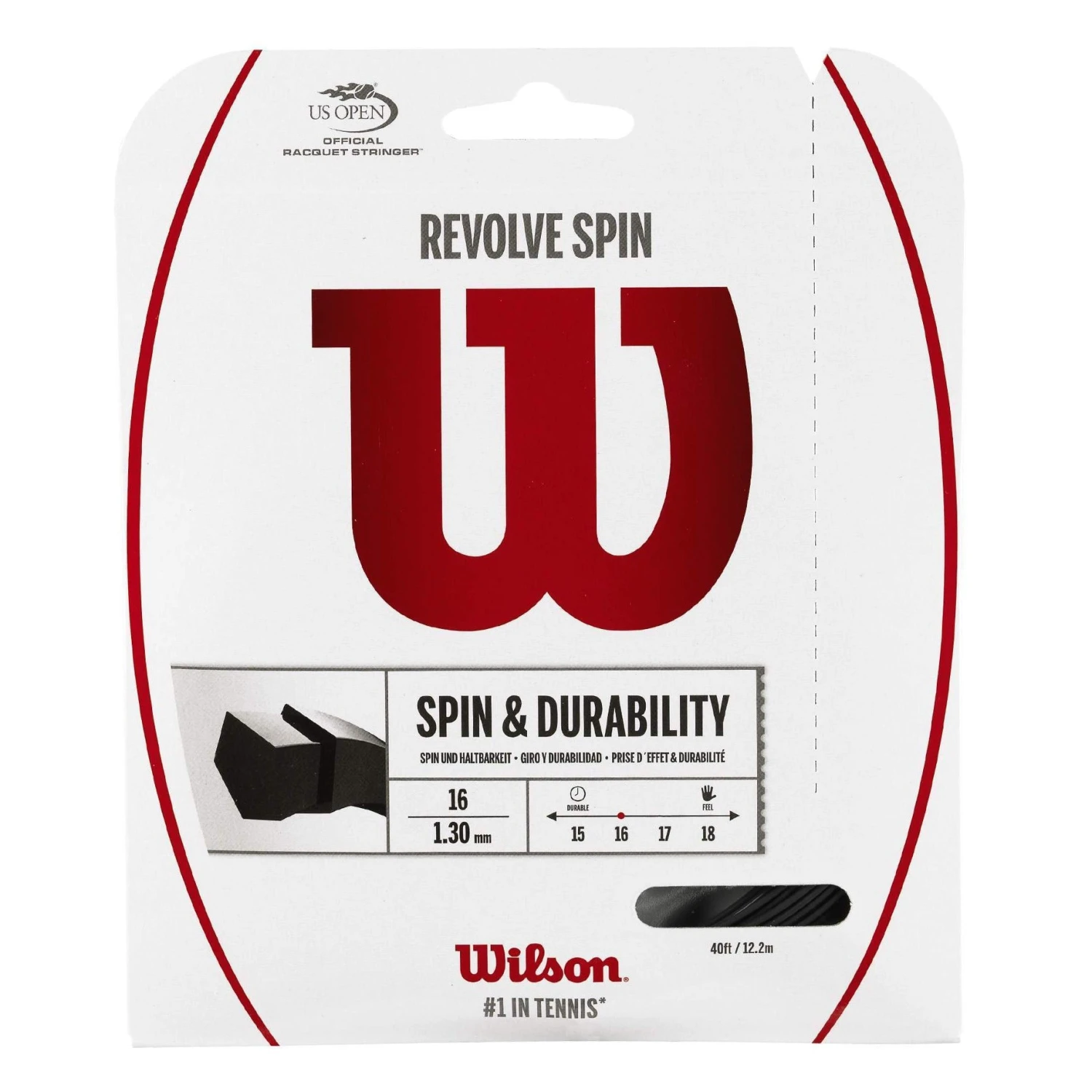 Wilson Revolve Spin 16/1.30 Tennis String (Black) 3 Wilson Revolve Spin 16/1.30 Tennis String (Black)