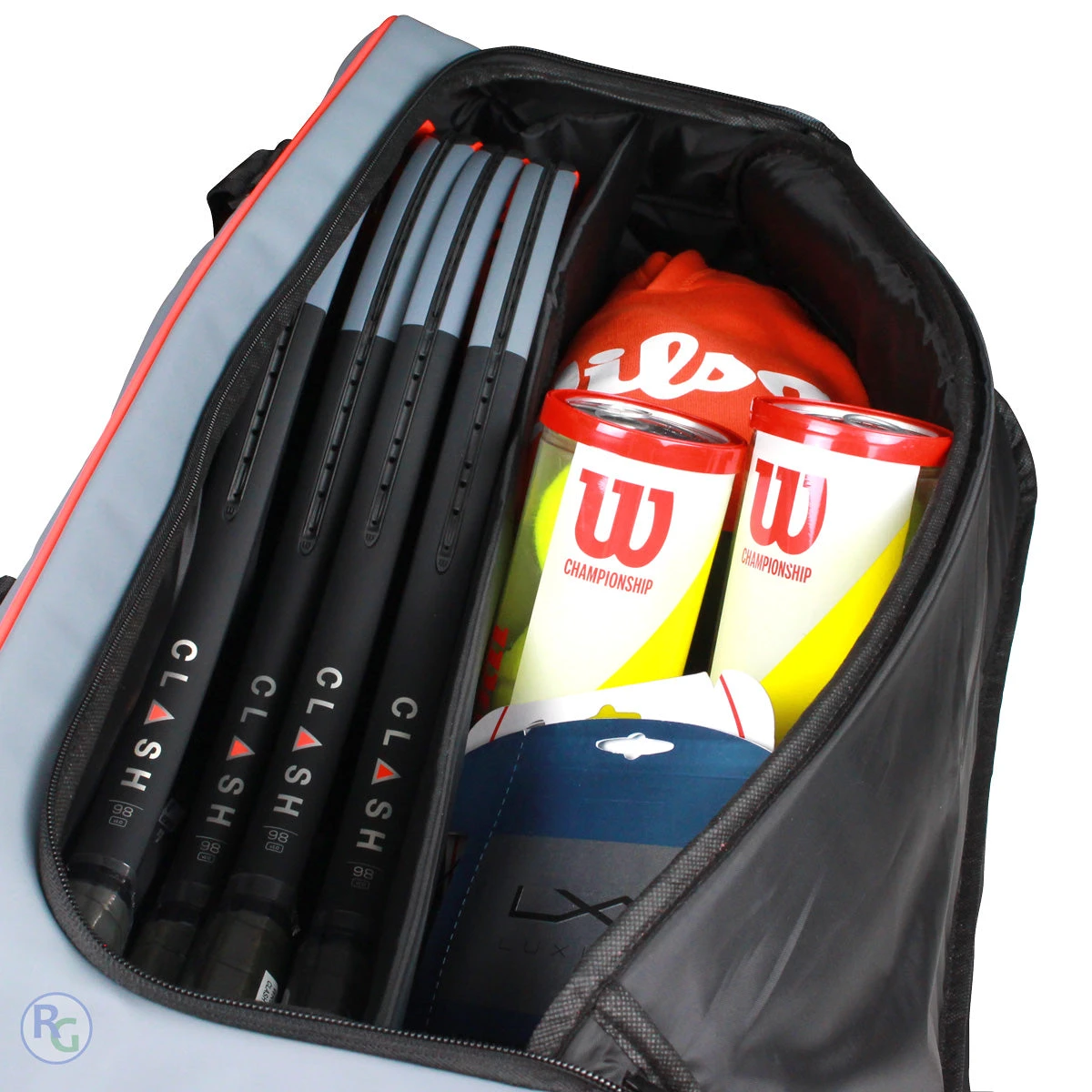 Wilson Clash Duffel Large Racquet Bag (Grey/Black/Infrared) 7 Wilson Clash Duffel Large Racquet Bag (Grey/Black/Infrared) - Image 5
