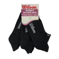 Wilson Women's No Show Socks 3 Pack (Black) 9 Wilson Women's No Show Socks 3 Pack (Black) -Tennipro Store Wilson Womens No Show Socks Black 3 Pack 1