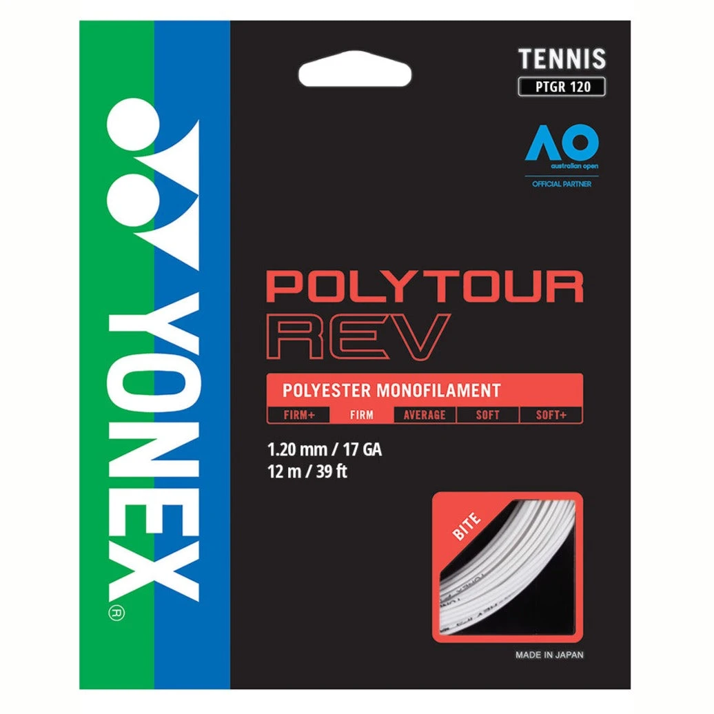 Yonex Poly Tour Rev 17/1.20 Tennis String (White) 3 Yonex Poly Tour Rev 17/1.20 Tennis String (White)