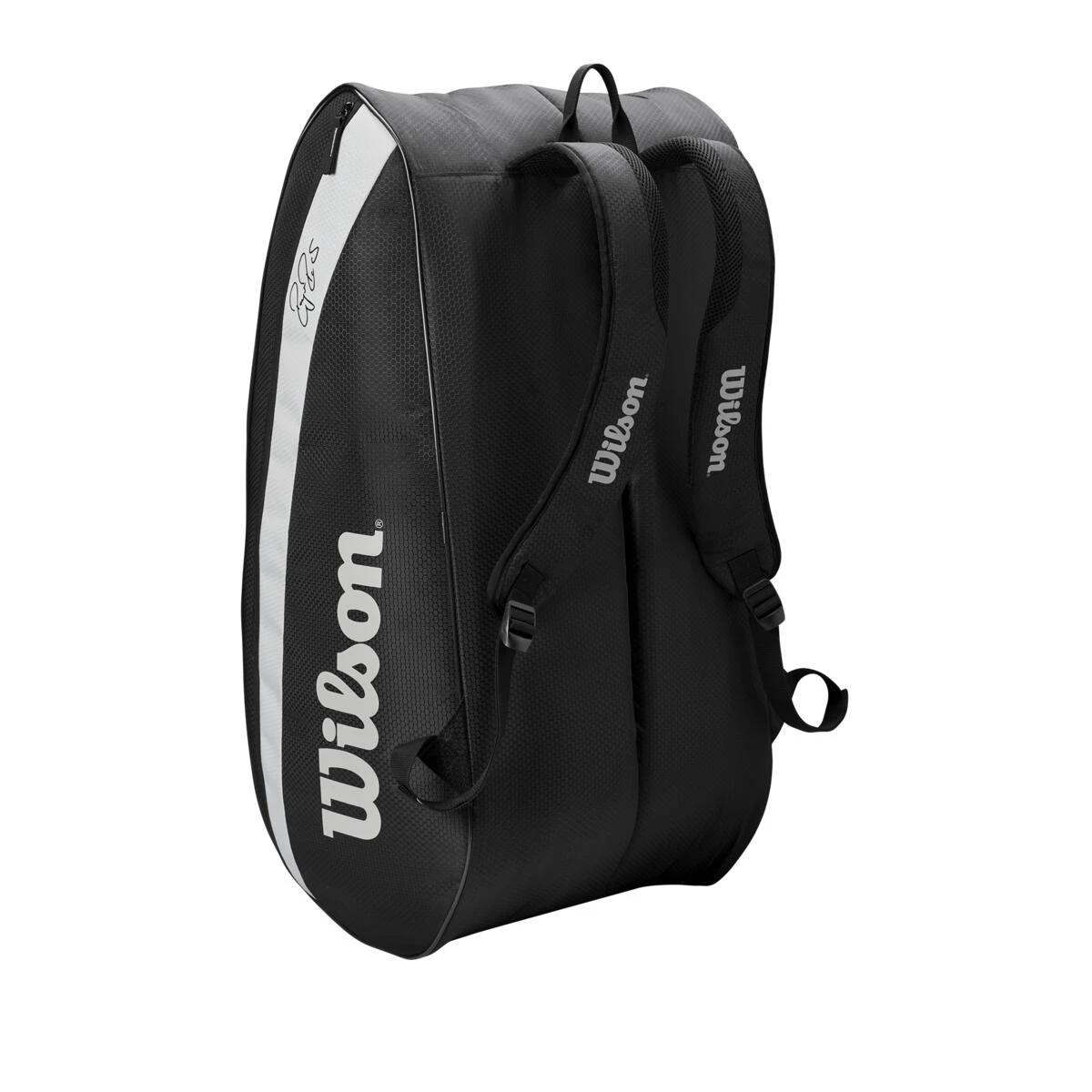 Wilson RF Team Federer 12 Pack Racquet Bag (Black/White) 5 Wilson RF Team Federer 12 Pack Racquet Bag (Black/White) - Image 3