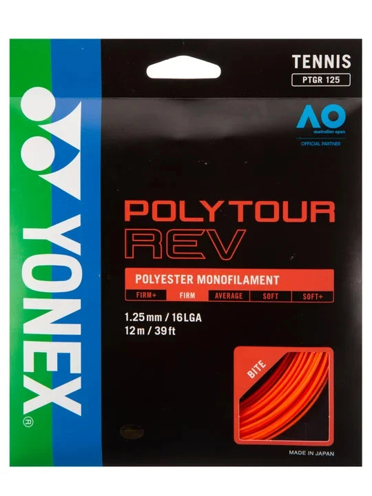 Yonex Poly Tour Rev 16L/1.25 Tennis String (Bright Orange) 3 Yonex Poly Tour Rev 16L/1.25 Tennis String (Bright Orange)